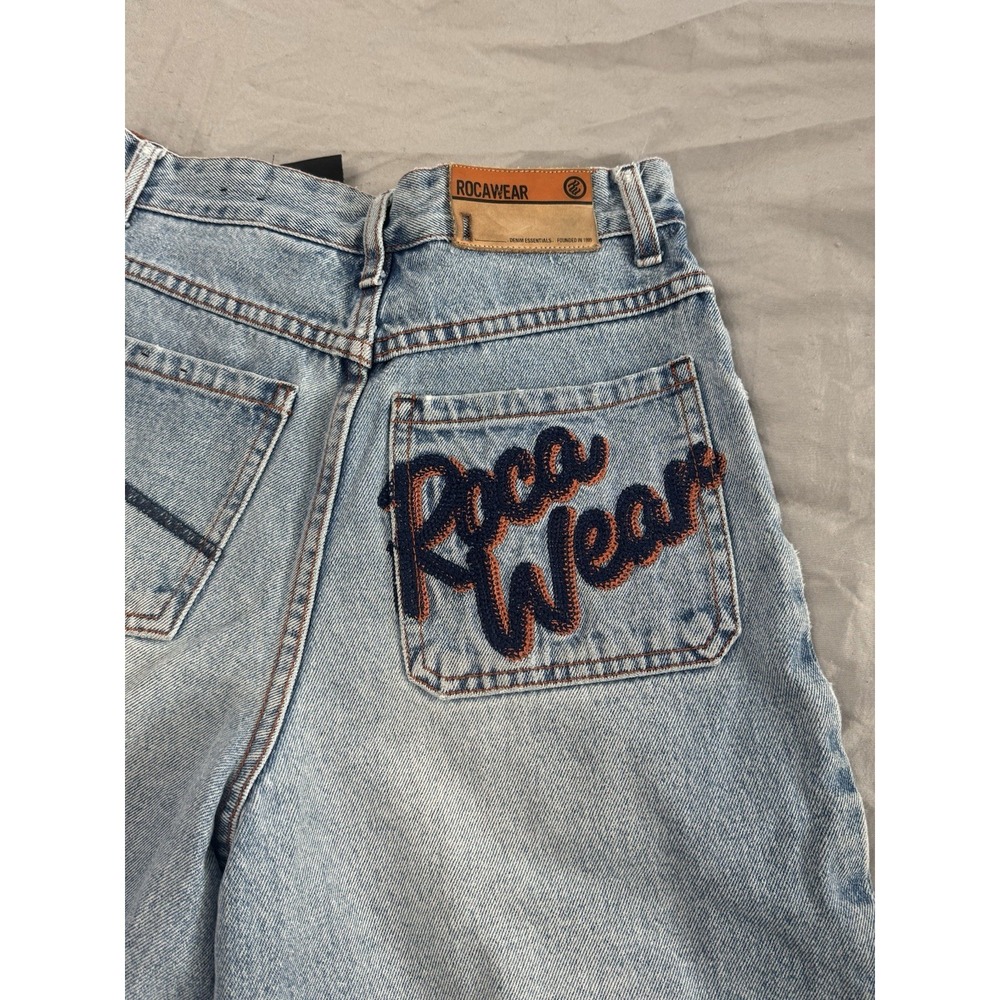 Roca Wear Girls Vintage Y2k Wide Leg Denim Embroidered Jeans Size 14